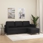 vidaXL Sofá de 3 plazas con taburete cuero sintético negro 180 cm vidaXL Sofá de 3 plazas con taburete cuero sintético negro 180 cm