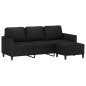 vidaXL Sofá de 3 plazas con taburete cuero sintético negro 180 cm vidaXL Sofá de 3 plazas con taburete cuero sintético negro 180 cm
