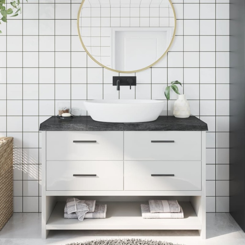 vidaXL Encimera baño madera maciza tratada gris oscuro 120x60x(2-6) cm vidaXL Encimera baño madera maciza tratada gris oscuro 120x60x(2-6) cm