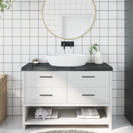 vidaXL Encimera baño madera maciza tratada gris oscuro 120x60x(2-6) cm