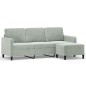 vidaXL Sofá de 3 plazas con taburete de terciopelo gris claro 180 cm vidaXL Sofá de 3 plazas con taburete de terciopelo gris claro 180 cm