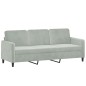 vidaXL Sofá de 3 plazas con taburete de terciopelo gris claro 180 cm vidaXL Sofá de 3 plazas con taburete de terciopelo gris claro 180 cm