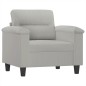vidaXL Sillón con taburete tela de microfibra gris claro 60 cm vidaXL Sillón con taburete tela de microfibra gris claro 60 cm