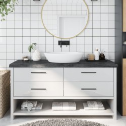 vidaXL Encimera baño madera maciza tratada gris oscuro 160x50x(2-6) cm