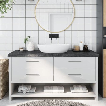 vidaXL Encimera baño madera maciza tratada gris oscuro 160x50x(2-6) cm