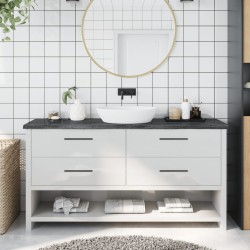 vidaXL Encimera baño madera maciza tratada gris oscuro 160x30x(2-4) cm