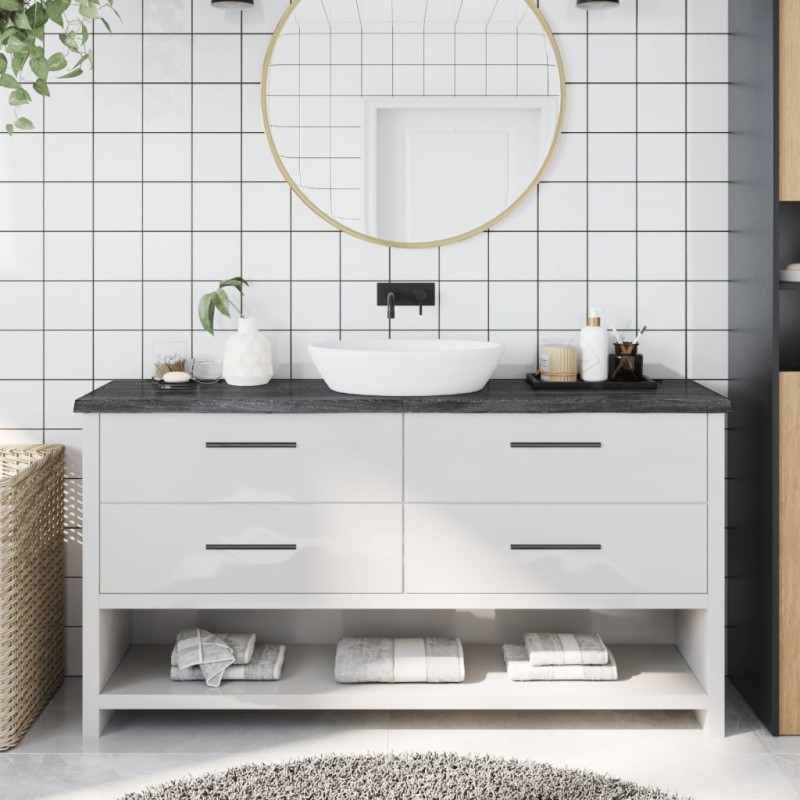 vidaXL Encimera baño madera maciza tratada gris oscuro 160x30x(2-4) cm vidaXL Encimera baño madera maciza tratada gris oscuro 160x30x(2-4) cm