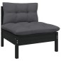 vidaXL Muebles de jardín 14 pzas con cojines negro madera de pino