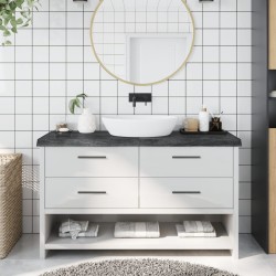vidaXL Encimera baño madera maciza tratada gris oscuro 140x30x(2-6) cm