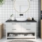 vidaXL Encimera baño madera maciza tratada gris oscuro 140x30x(2-6) cm vidaXL Encimera baño madera maciza tratada gris oscuro 140x30x(2-6) cm