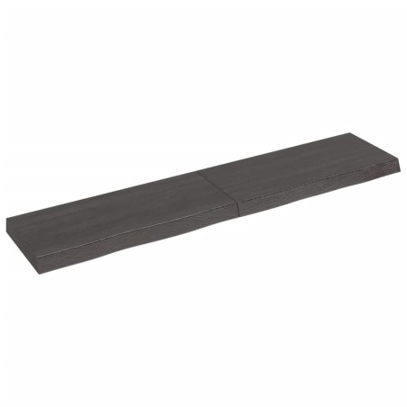vidaXL Encimera baño madera maciza tratada gris oscuro 140x30x(2-6) cm