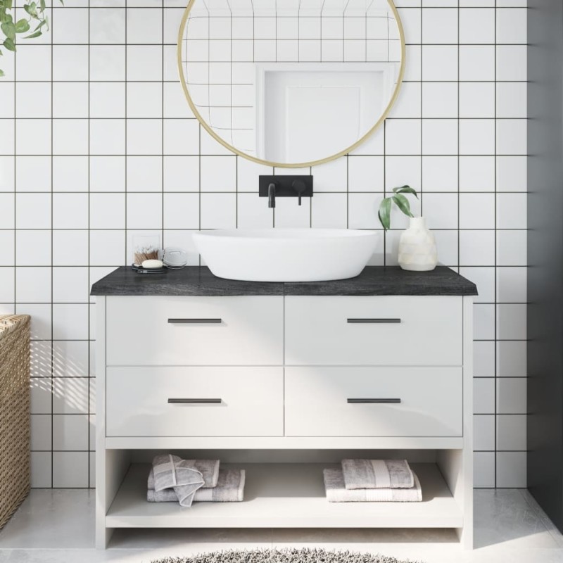 vidaXL Encimera baño madera maciza tratada gris oscuro 120x50x(2-4) cm