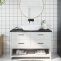 vidaXL Encimera baño madera maciza tratada gris oscuro 120x50x(2-4) cm