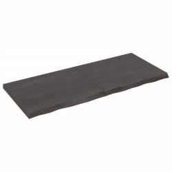 vidaXL Encimera baño madera maciza tratada gris oscuro 120x50x(2-4) cm