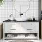 vidaXL Encimera baño madera maciza tratada gris oscuro 160x60x(2-6) cm
