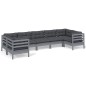 vidaXL Juego de muebles de jardín 7 pzas y cojines madera pino gris vidaXL Juego de muebles de jardín 7 pzas y cojines madera pino gris