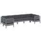 vidaXL Juego de muebles de jardín 7 pzas y cojines madera pino gris vidaXL Juego de muebles de jardín 7 pzas y cojines madera pino gris