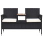 vidaXL Banco de jardín 2 plazas y mesita ratán sintético negro 143 cm vidaXL Banco de jardín 2 plazas y mesita ratán sintético negro 143 cm