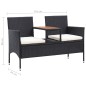 vidaXL Banco de jardín 2 plazas y mesita ratán sintético negro 143 cm vidaXL Banco de jardín 2 plazas y mesita ratán sintético negro 143 cm