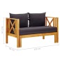vidaXL Banco jardín 2 plazas con cojines madera maciza acacia 122 cm vidaXL Banco jardín 2 plazas con cojines madera maciza acacia 122 cm