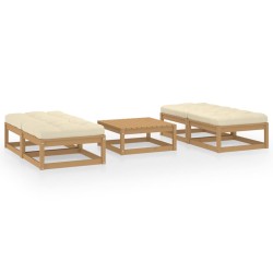 vidaXL Juego de muebles de jardín 5 pzas y cojines madera pino maciza