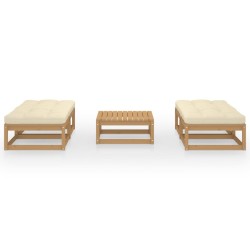 vidaXL Juego de muebles de jardín 5 pzas y cojines madera pino maciza
