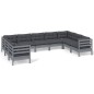 vidaXL Juego de muebles de jardín 9 pzas y cojines madera pino gris vidaXL Juego de muebles de jardín 9 pzas y cojines madera pino gris
