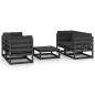 vidaXL Juego de muebles de jardín 5 pzas y cojines madera pino maciza