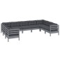 vidaXL Juego de muebles de jardín 9 pzas y cojines madera pino gris vidaXL Juego de muebles de jardín 9 pzas y cojines madera pino gris