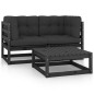 vidaXL Juego de muebles de jardín 3 pzas y cojines madera pino maciza vidaXL Juego de muebles de jardín 3 pzas y cojines madera pino maciza