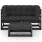 vidaXL Juego de muebles de jardín 3 pzas y cojines madera pino maciza vidaXL Juego de muebles de jardín 3 pzas y cojines madera pino maciza