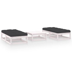 vidaXL Juego de muebles de jardín 5 pzas y cojines madera pino maciza