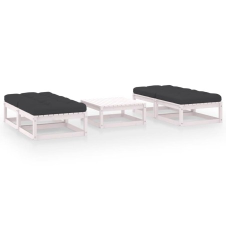 vidaXL Juego de muebles de jardín 5 pzas y cojines madera pino maciza