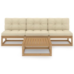 vidaXL Muebles de jardín 4 piezas con cojines de madera de pino maciza