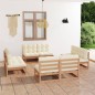 vidaXL Juego de muebles de jardín 8 pzas y cojines madera pino maciza