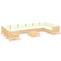 vidaXL Muebles de jardín 11 piezas cojines madera de pino color crema vidaXL Muebles de jardín 11 piezas cojines madera de pino color crema
