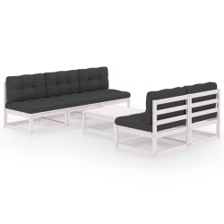 vidaXL Muebles de jardín 6 piezas con cojines de madera de pino maciza