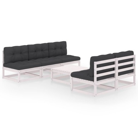 vidaXL Muebles de jardín 6 piezas con cojines de madera de pino maciza