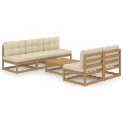 vidaXL Muebles de jardín 6 piezas con cojines de madera de pino maciza