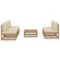vidaXL Muebles de jardín 6 piezas con cojines de madera de pino maciza vidaXL Muebles de jardín 6 piezas con cojines de madera de pino maciza