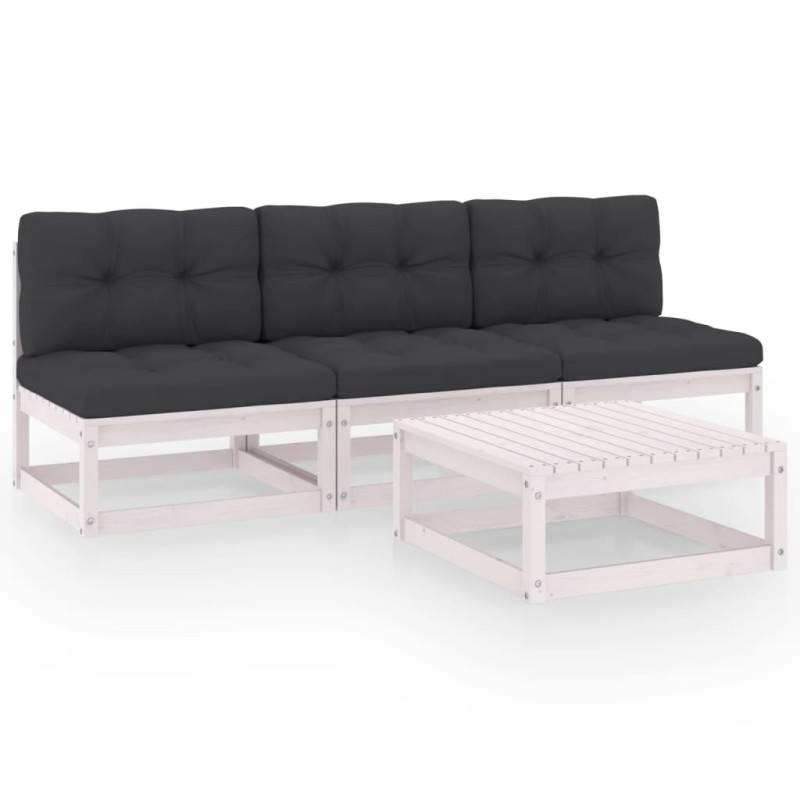 vidaXL Muebles de jardín 4 piezas con cojines de madera de pino maciza vidaXL Muebles de jardín 4 piezas con cojines de madera de pino maciza