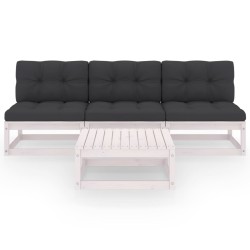 vidaXL Muebles de jardín 4 piezas con cojines de madera de pino maciza