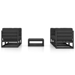 vidaXL Juego de muebles de jardín 6 pzas y cojines madera pino maciza