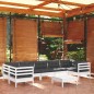 vidaXL Muebles de jardín 8 pzas con cojines blanco madera de pino vidaXL Muebles de jardín 8 pzas con cojines blanco madera de pino