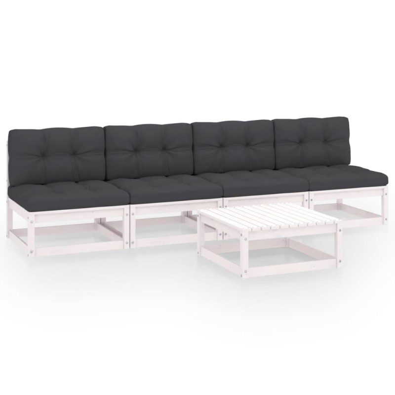 vidaXL Juego de muebles de jardín 5 pzas y cojines madera pino maciza vidaXL Juego de muebles de jardín 5 pzas y cojines madera pino maciza