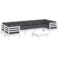 vidaXL Muebles de jardín 8 pzas con cojines blanco madera de pino vidaXL Muebles de jardín 8 pzas con cojines blanco madera de pino