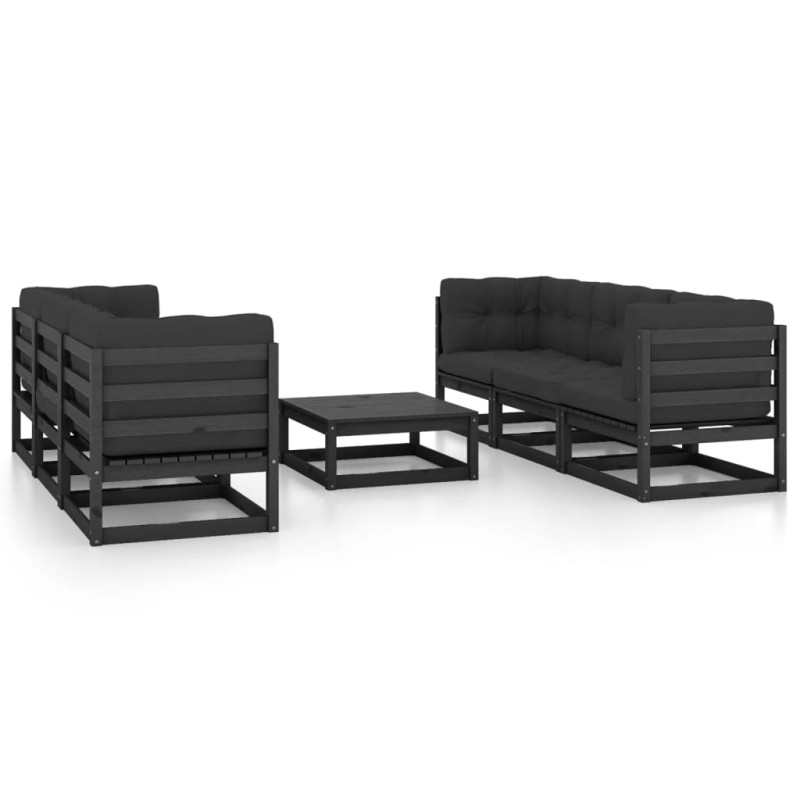 vidaXL Juego de muebles de jardín 7 pzas y cojines madera pino maciza vidaXL Juego de muebles de jardín 7 pzas y cojines madera pino maciza