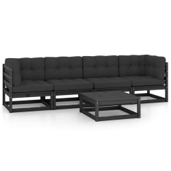vidaXL Juego de muebles de jardín 5 pzas y cojines madera pino maciza