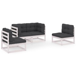 vidaXL Muebles de jardín 4 piezas con cojines de madera de pino maciza