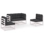 vidaXL Muebles de jardín 4 piezas con cojines de madera de pino maciza vidaXL Muebles de jardín 4 piezas con cojines de madera de pino maciza
